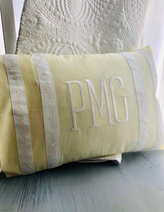 Monogrammed Pillow CoverSwiss Dot Monogrammed Lumbar Pillow Cover | Etsy