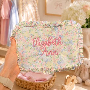 Embroidered Nylon Everything Bag, Personalized Zipper Pouch, Personalized Travel Tote with Zipper, Custom Name or Monogram Bag