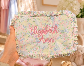 Embroidered Nylon Everything Bag, Personalized Zipper Pouch, Personalized Travel Tote with Zipper, Custom Name or Monogram Bag