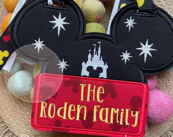 Disney World Stroller Tag, Mouse Head, Personalized Family Name