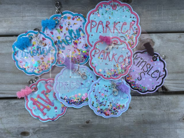 Confetti Backpack Tag/ Backpack Tag/ Personalized Backpack Tag/ Monogrammed Backpack Tag