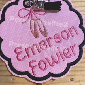 Personalized Ballerina Name Tag,Ballerina Backpack Name Tags, monogrammed backpack tags, Ballerina lunchbox tags,ballerina key fob