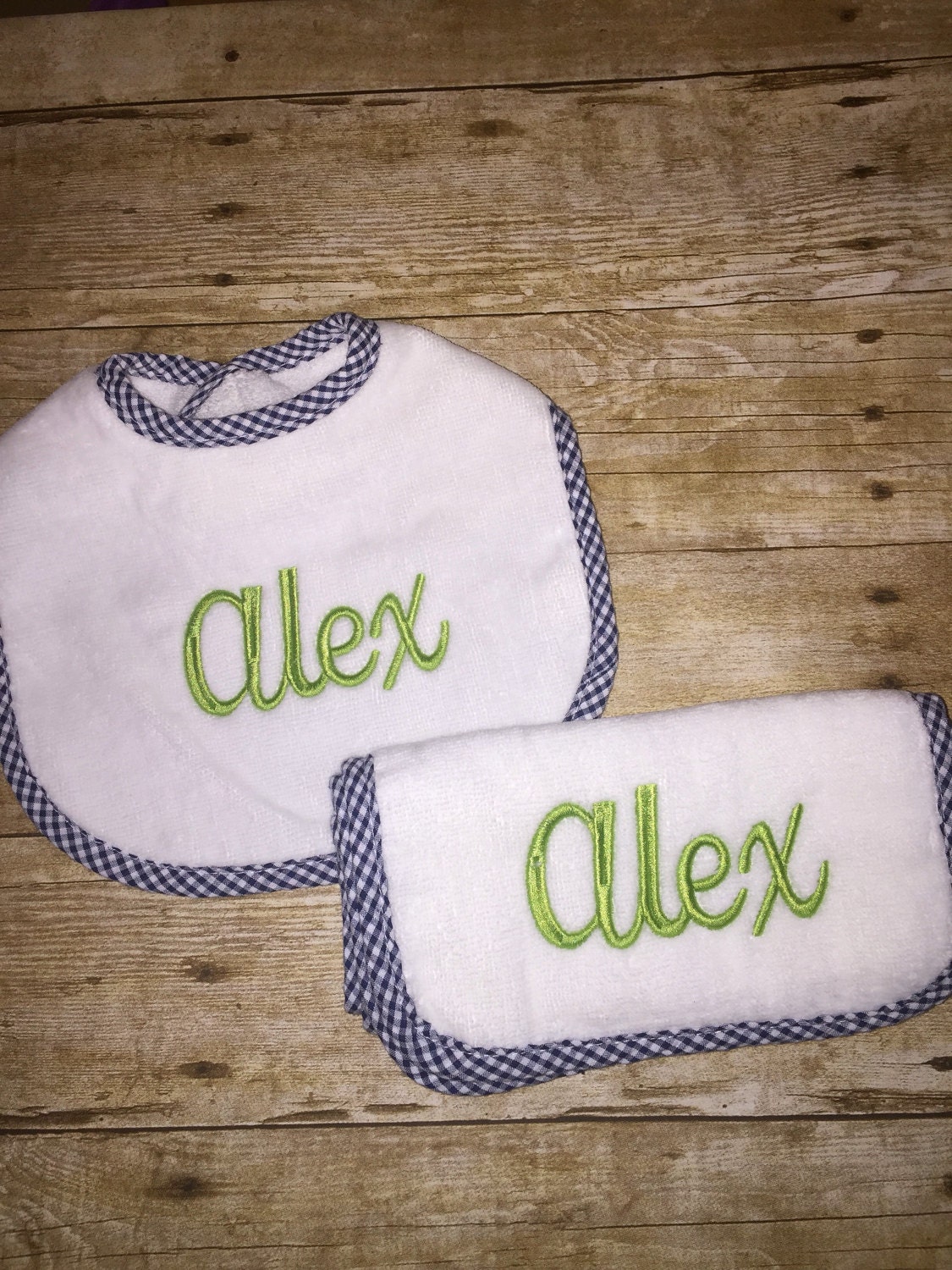 monogrammed burp cloths and bibs