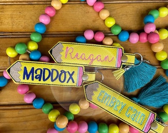 Personalized Pencil Backpack Tag: Faux Leather Monogram Name Tag