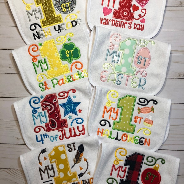 Holiday Bib Set, Custom Bib Set, Baby Gift