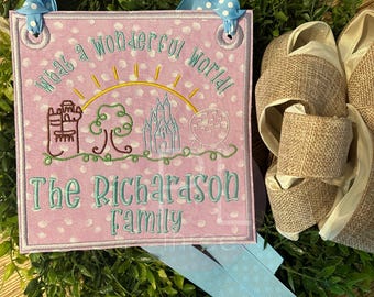 Personalized Disney Inspired Stroller Tag with Ribbons