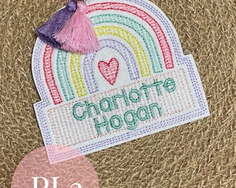 Rainbow Personalized Backpack Tag: Monogrammed Lunchbox, Diaper Bag Tag