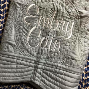 Monogrammed Heirloom Baby Quilt: Personalized Cotton Quilt (36x46)