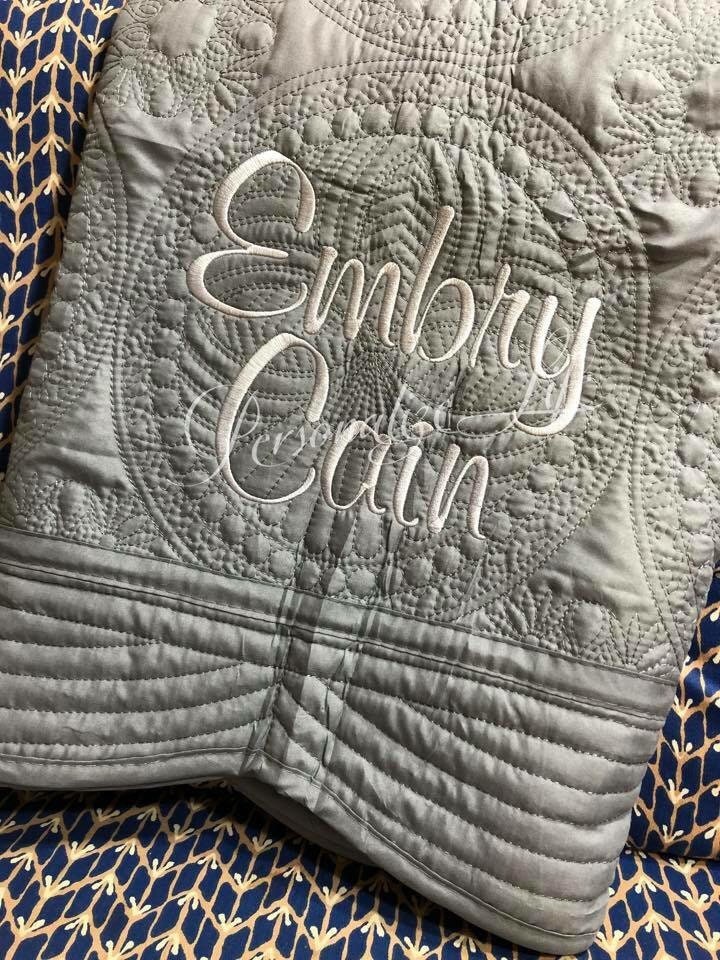 Monogrammed Heirloom Baby Quilt: Personalized Cotton Quilt (36x46)