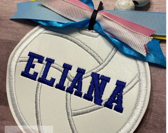 Volleyball Bogg Bag Tag, Embroidered Faux Leather Sports Charm
