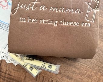 String Cheese Era Mama Sweatshirt, Embroidered Mom Crewneck