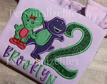 Barney and Friends, Barney and Baby bop Birthday Shirt. Barney Birthday Shirt , Baby bop birthday shirt,Girls Birthday, Purple Dinosaur.