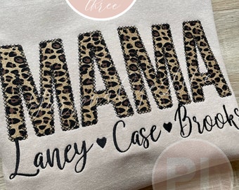 Embroidered Mama Sweatshirt, Custom Name Sweatshirt