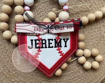 Personalized Baseball Bag Tag: Faux Leather Homeplate Charm