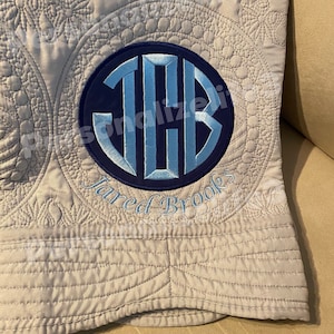 Monogrammed Baby Quilt, Heirloom Cotton Quilt (36x46)
