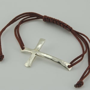 Etrusca Cross Battuta Fatta a Mano in Argento Sterling Massiccio