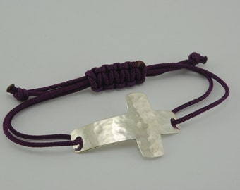 Cross Handmade hammered or  liscia  in Solid Sterling Silver
