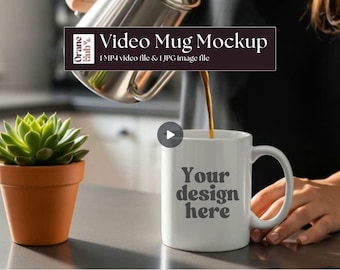Coffee Mug Video Mockup: 11oz Canva Template (Instant Download MP4 & JPEG)