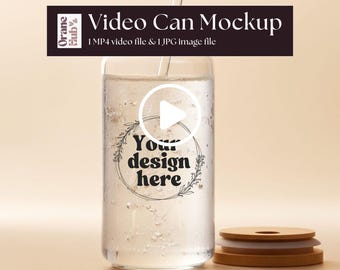 16oz Libbey Glass Video Mockup, Drink Glass Mockup, Clear Glass Can Mockup, Canva POD Mockup sipper glass video Glass tumbler mock up Video