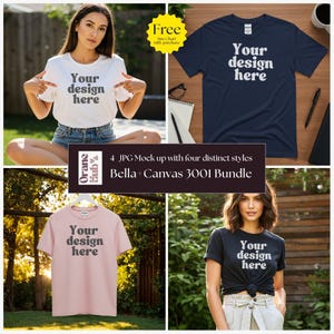 Bella canvas 3001 T-Shirt Mockup Bundle High-Quality T-Shirt Mockups Bella Canvas Shirt Mockup Template Mockup Pack FlatLay Lifestyle Mockup