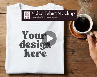 T-shirt mockup video Bella Canvas flat lay digital download, t-shirt video mockup, folded shirt video mockup, animated tshirt template