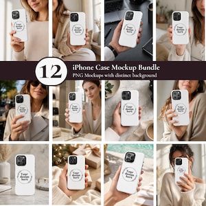 12 iPhone Case Mockup Bundle, Realistic Phone Case Mockups, iPhone Mockup for Etsy Sellers, POD Product Photos, Digital Download