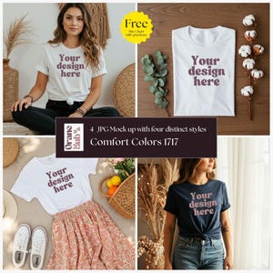 Comfort colors 1717 tee Mockup Bundle High-Quality T-Shirt Mockups for Print-on-Demand Unisex Apparel Mockup Pack Flat Lay Lifestyle Mockups
