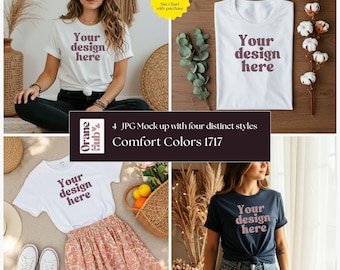 Comfort Colors 1717 T-Shirt Mockup, Flat Lay Mockup, Lifestyle Apparel Mockups Bundle, POD Tshirt Model, Digital Download Mockups