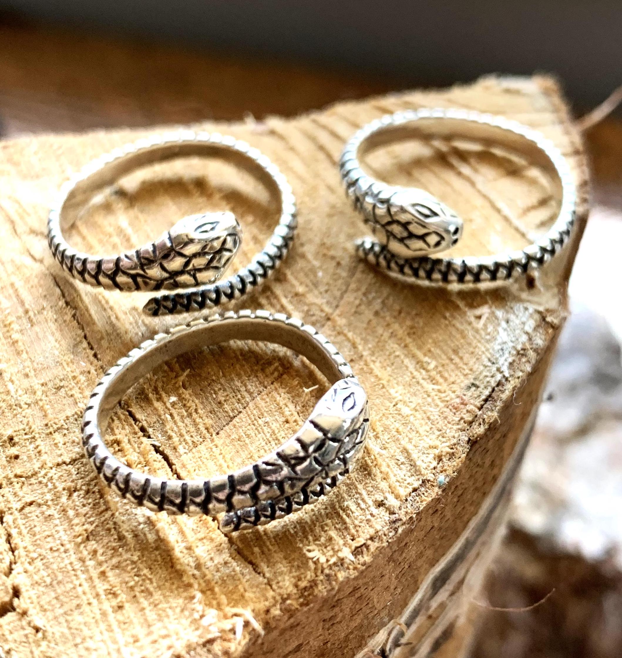 Silver 925 Textured Snake Ring - Etsy