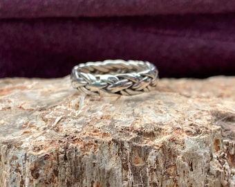 Silver 925 braided strands design ring