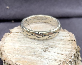 Silver 925 braided band ring
