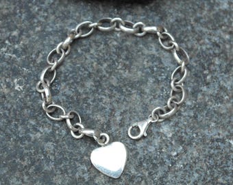 Silver 925 chain bracelet with silver 925 heart charm