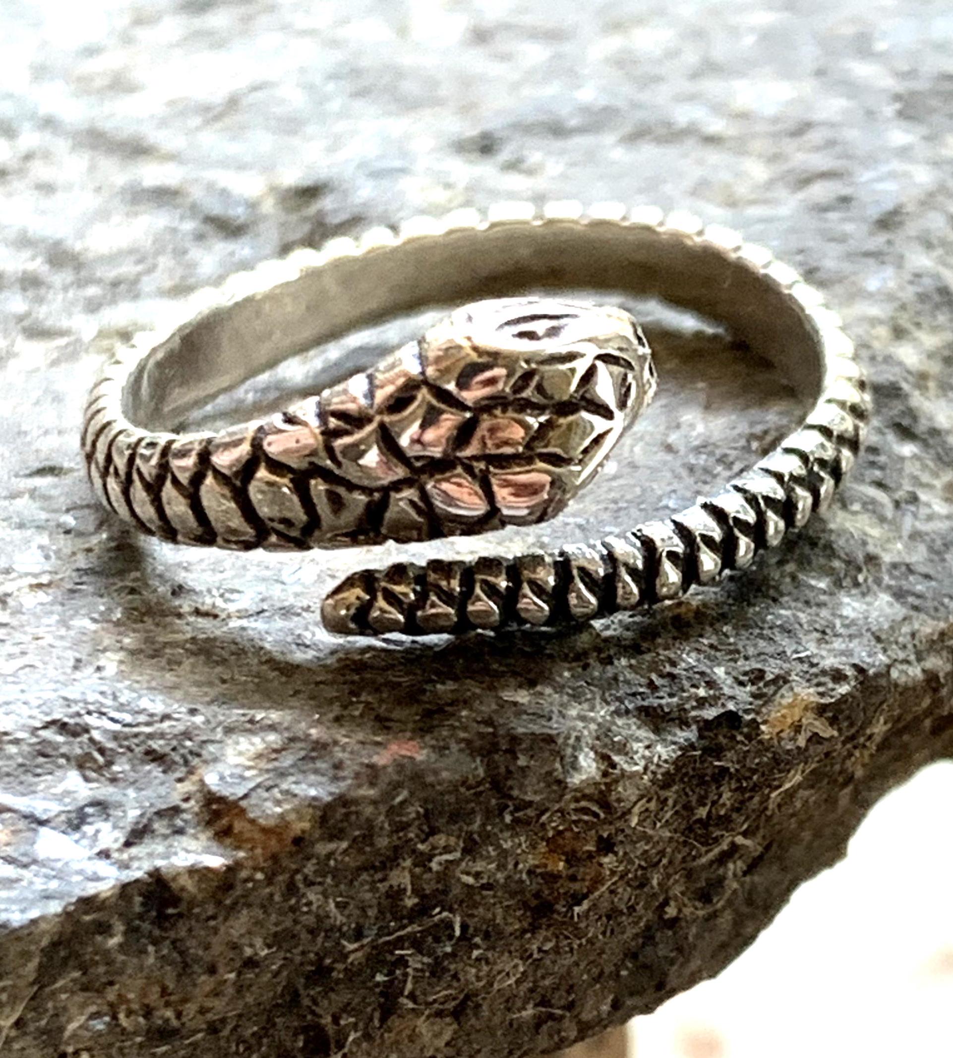 Silver 925 Textured Snake Ring - Etsy