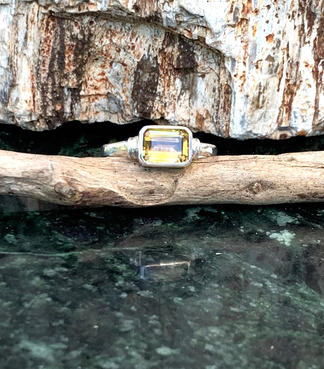 Silver 925 Faceted Citrine Rectangle Ring - Etsy