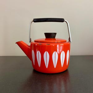Mid Century Orange Cathrineholm Lotus Tea Kettle