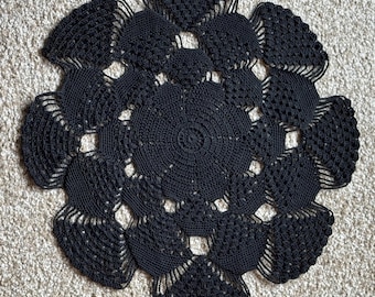 Black Crochet Doily - 3D Optical Illusion, Suitable for Framing, Crochet Wall Art