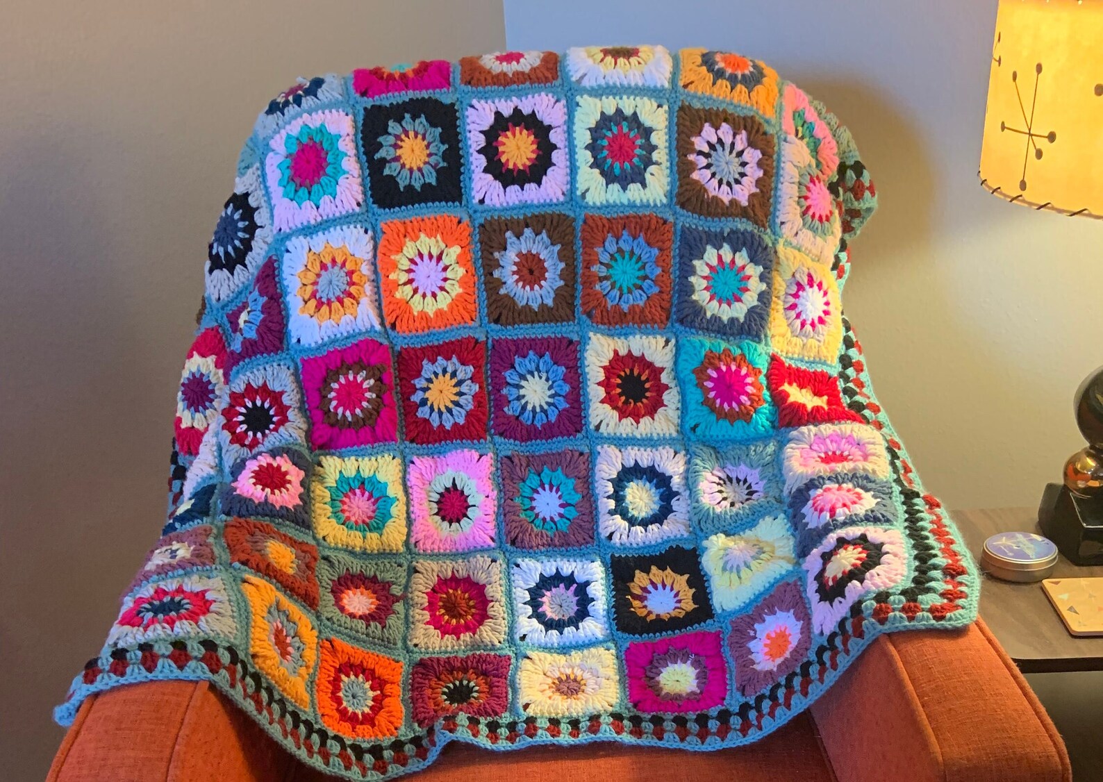 Floral Granny Square Crochet Afghan Crochet Granny Flowers Etsy