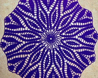Large Purple Tulip Crochet Centerpiece - Spring Crochet Doily - Crochet Easter Centerpiece