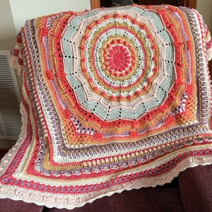 Mandala Crochet Baby Afghan - Mandala Crochet Baby Blanket - Boho Hippie Afghan - Lap Afghan 36&quot; X 36&quot;