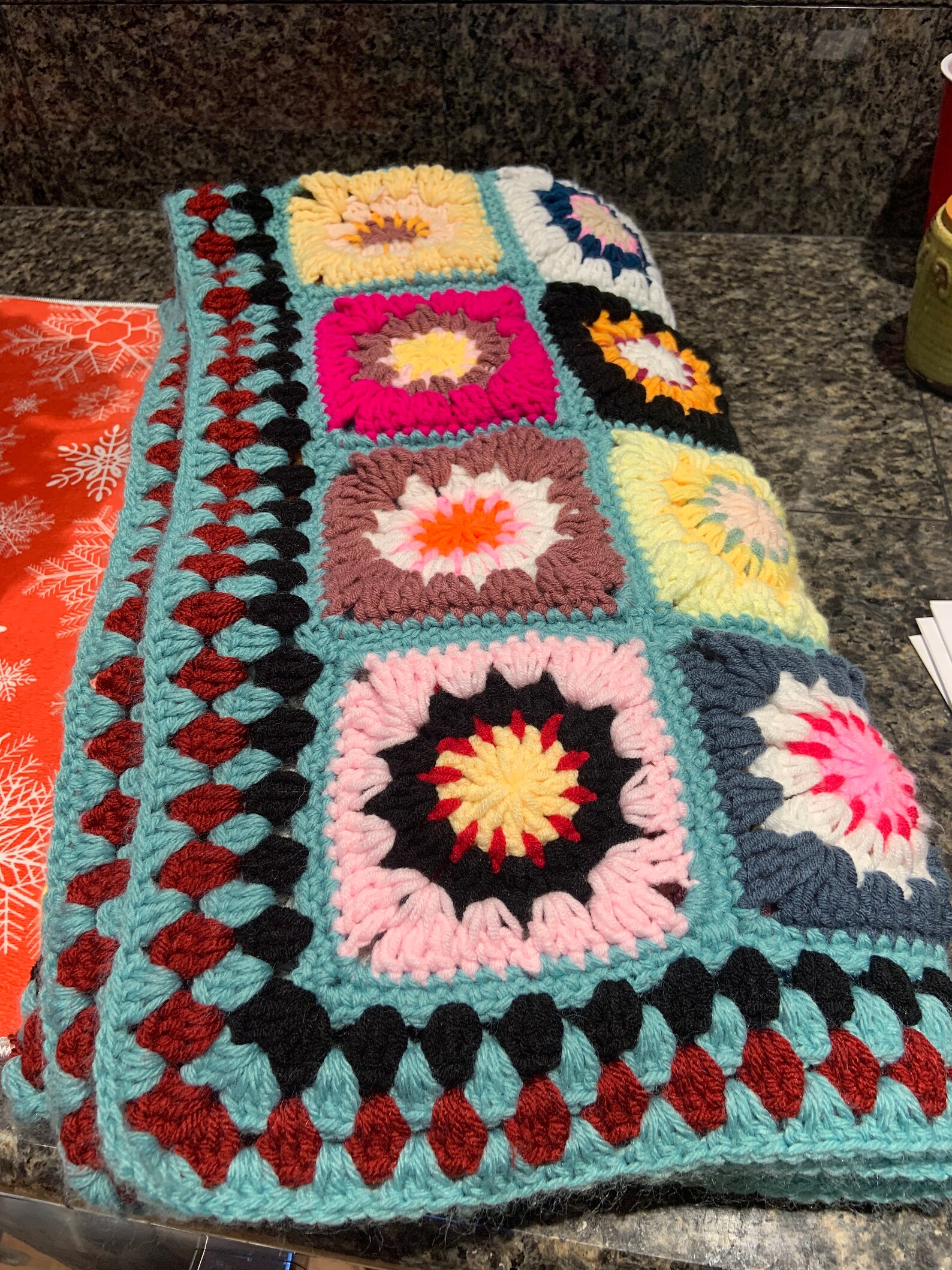 Floral Granny Square Crochet Afghan Crochet Granny Flowers Etsy