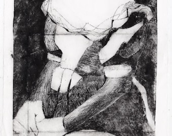 Día de la fotografía - Grabado original en punta seca de cartón de alimentos reciclado; sin marco; edición limitada; firmado