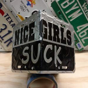 Nice Girls Suck Novelty plate License Plate Birdhouse, crafted for Bachelorette party fun!