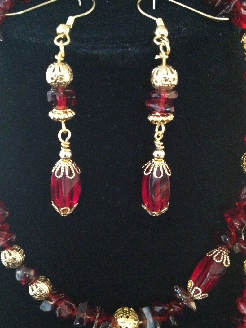 Red and Gold Necklace Set Etsy