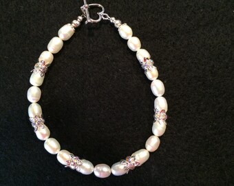 Fancy Pearl and Crystal Bridal Bracelet