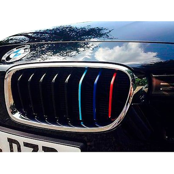 3 Series BMW M Colored Kidney Grille Stripe Decal Sticker Set 