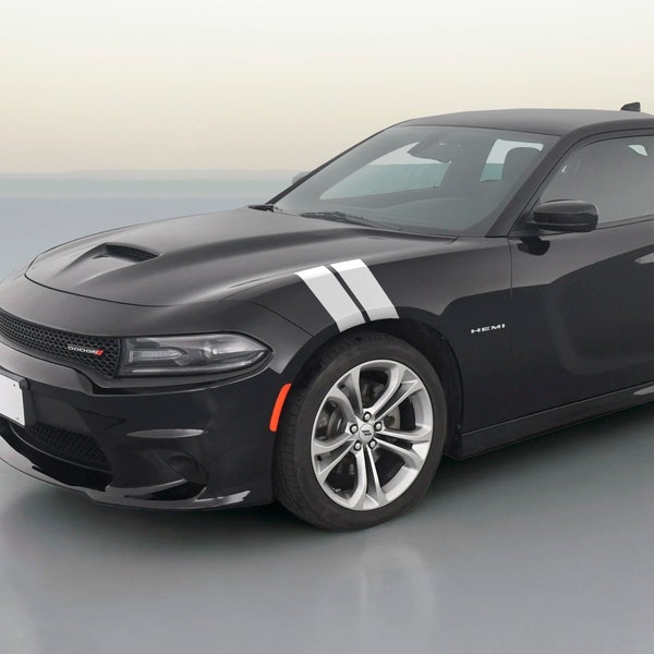 4" Dual Fender Stripe Hash Mark Stripe Decal Graphic Kit For Use On Dodge Charger - Multiple Colors Available