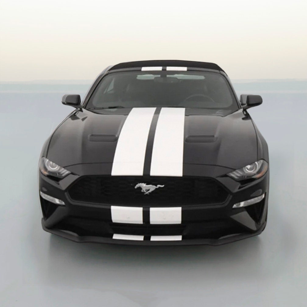 Complete 10 Inch Wide Racing Rally Stripes Decals – For 2005-2009 GT Mustang – Lemans Style Bumper To Bumper