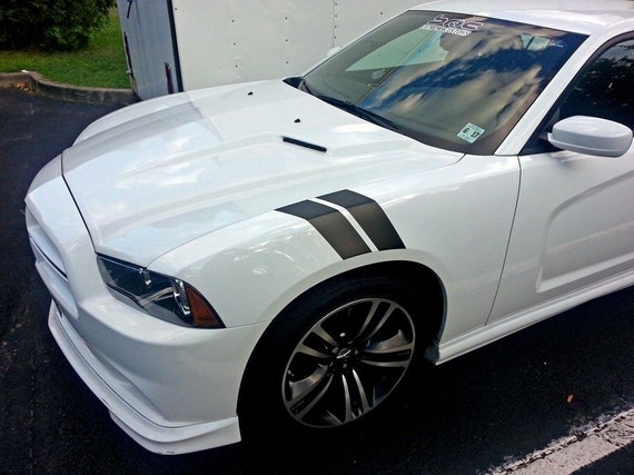 4/" Dual Fender Stripe Hash Mark Stripe Decal Graphic Kit For Dodge Charger