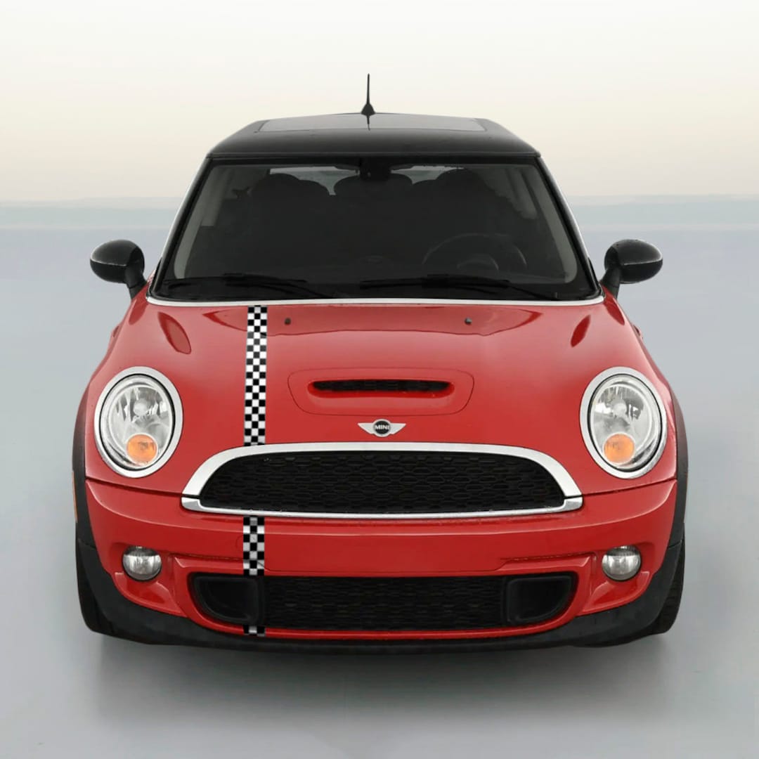 White Rally Racing Stripes Mini Koper Checkered Offset Rally Stripe Racing Stripe Kit for Mini Cooper - Etsy
