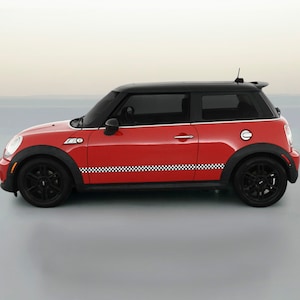 Black/White Checkered Rocker Stripe Side Panel Kit For MINI COOPER